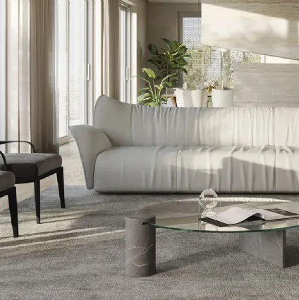 Divano lineare in pelle di design Juno di Natuzzi