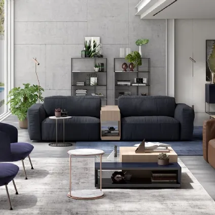 Salotto lineare Colosseo in tessuto o pelle di Natuzzi
