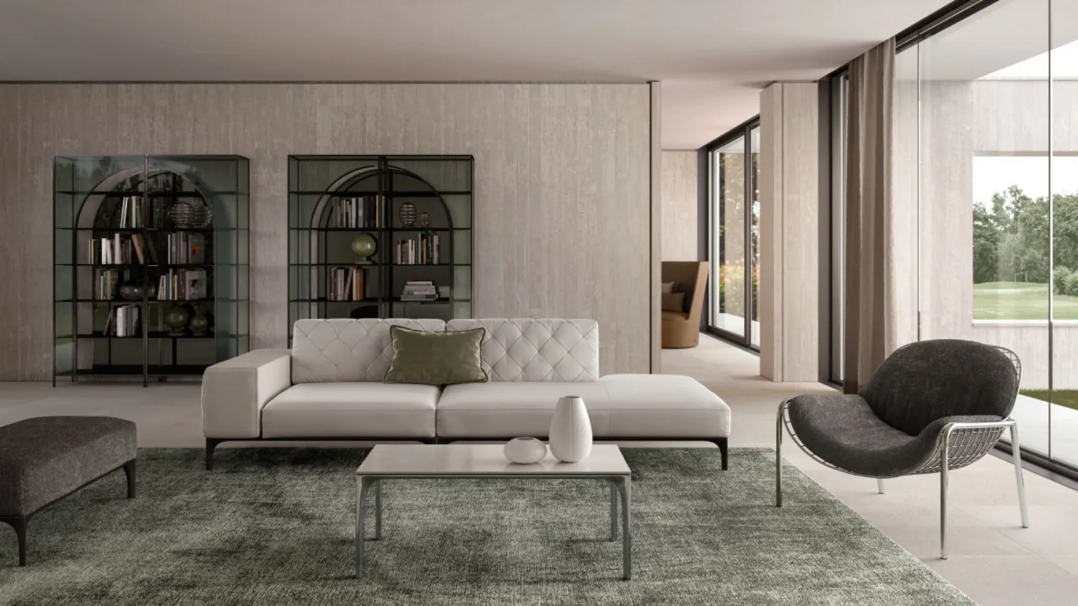 Divano lineare in pelle Skyline di Natuzzi