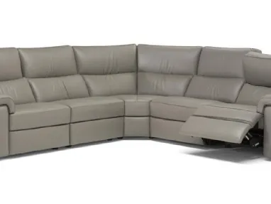 Divano angolare in pelle con movimento relax Rock di Natuzzi