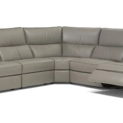 Divano angolare in pelle con movimento relax Rock di Natuzzi