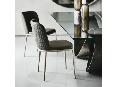 Sedia in pelle con schienale trapuntato Magda ML Couture di Cattelan Italia