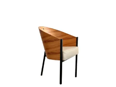 Sedia Costes in legno con seduta in pelle di Driade