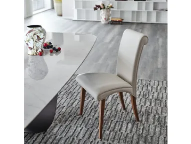 Sedia in legno rivestita in pelle Lulù di Cattelan Italia