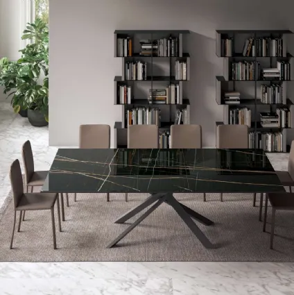Tavolo allungabile 4x4 in Marble Glass di Ozzio