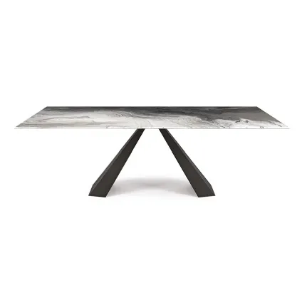 Tavolo con base in metallo e top in cristallo decorato Eliot Crystalart di Cattelan Italia