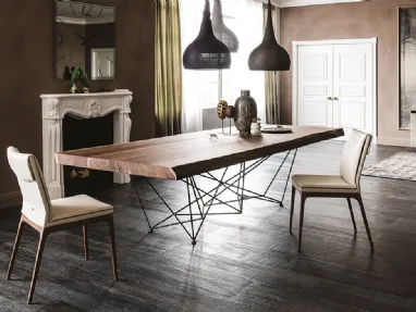 Tavolo con piano in legno di noce massello con bordi irregolari Gordon Deep Wood di Cattelan Italia