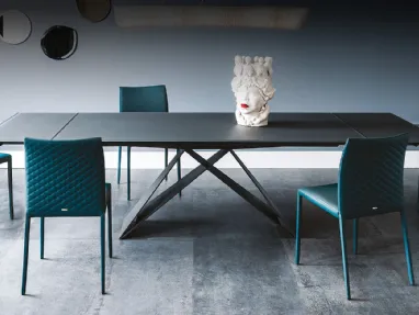 Tavolo allungabile in vetro verniciato graphite Premier Drive di Cattelan Italia