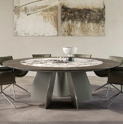Tavolo con top in legno e ceramica Senator Ker-Wood Round di Cattelan Italia