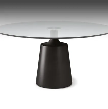 Tavolo con base in acciaio verniciato e piano in cristallo Yoda di Cattelan Italia