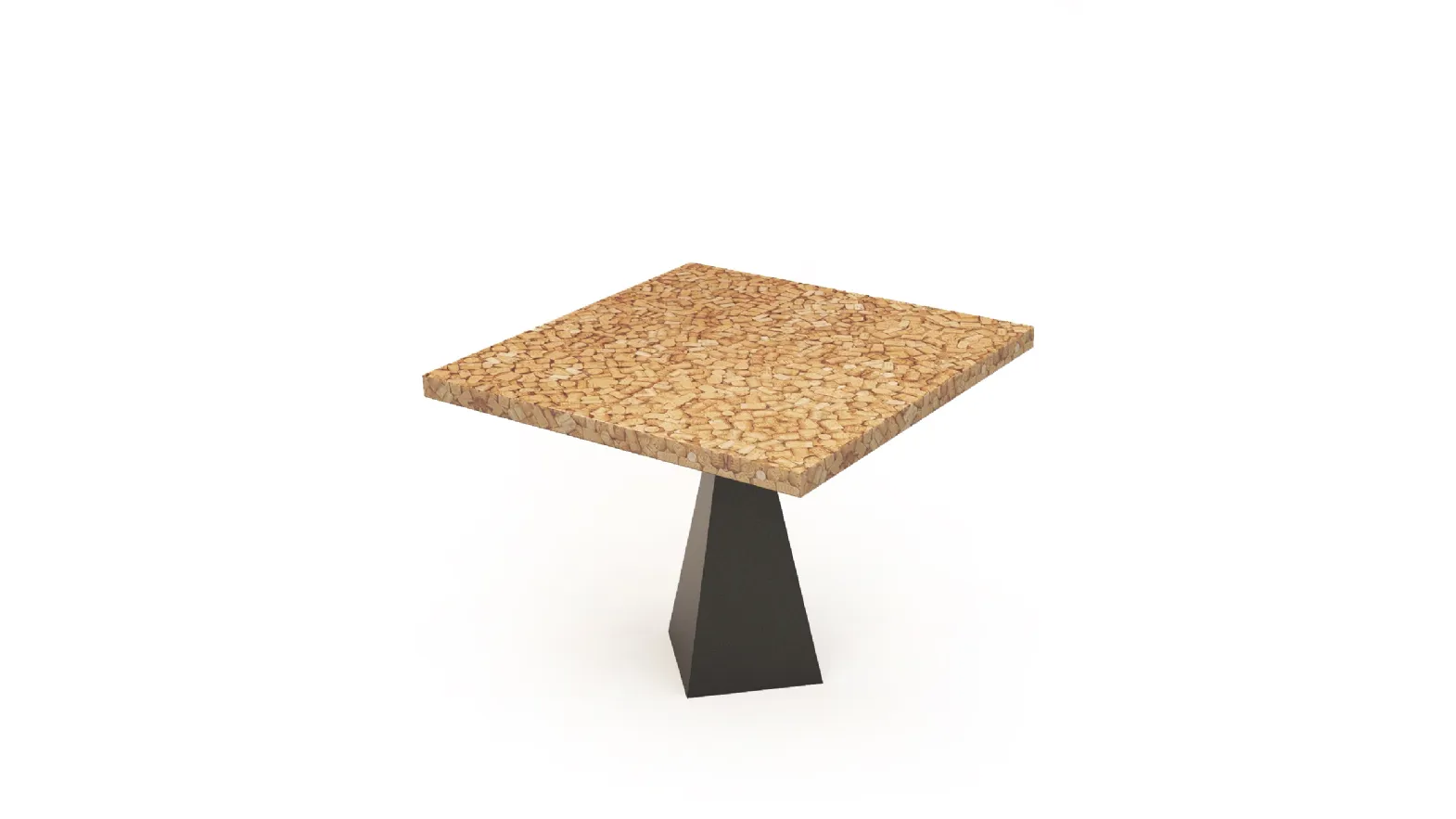 Tavolo Cork & Resin Table con top costituito da tappi di sughero e resina e basamento in ferro di Riva1920