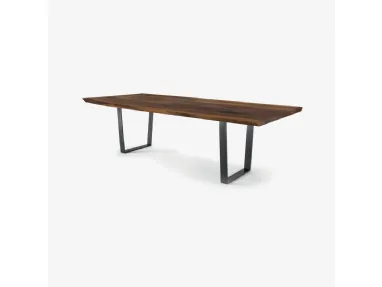 Tavolo DT Table Natural Sides in legno massello con base a slitta in ferro di Riva1920