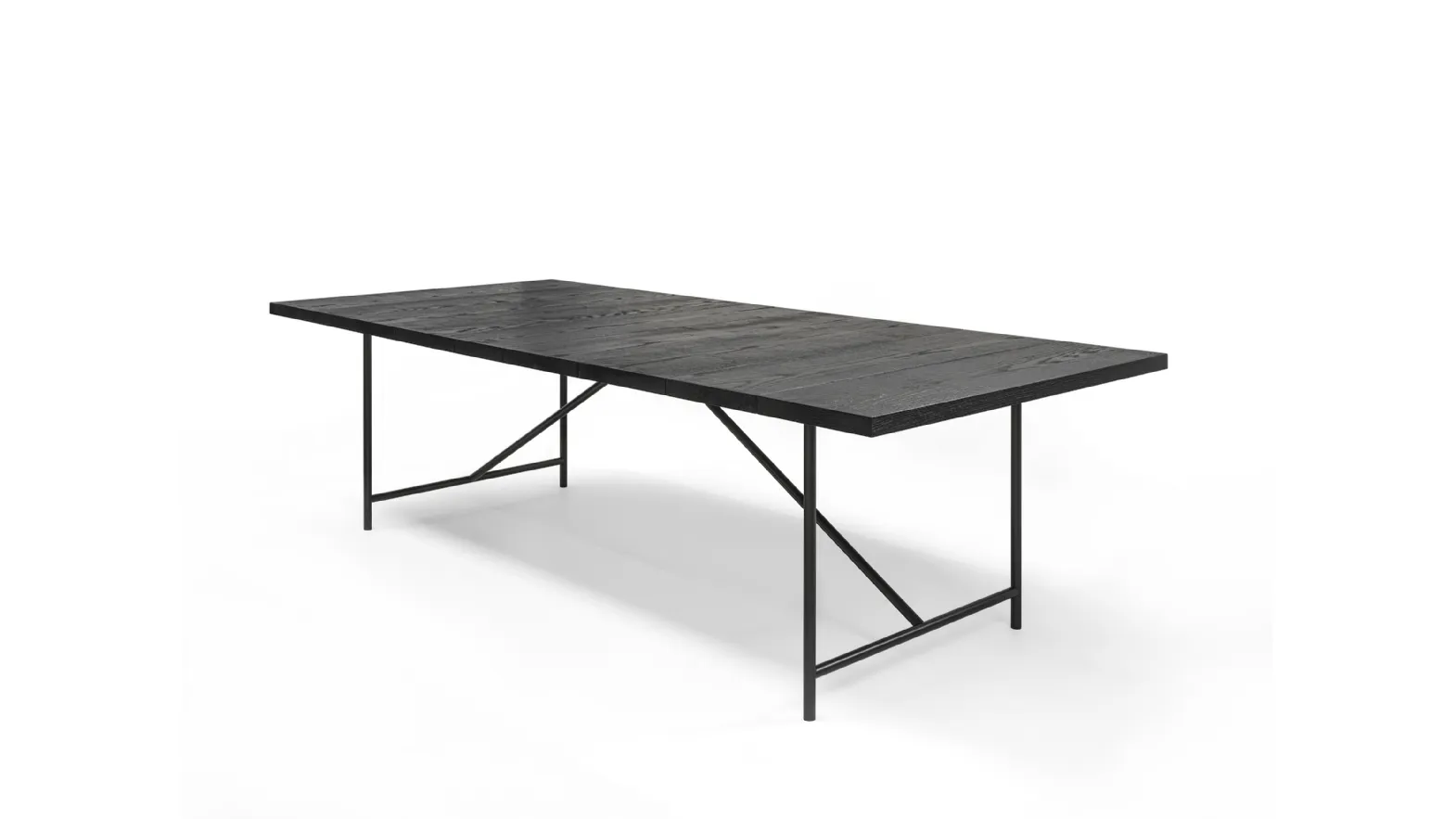 Tavolo Nervi Table con top in legno massello e base in tubolare di ferro vuoto di Riva1920