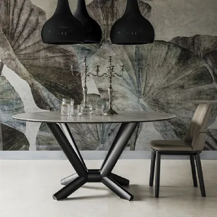 Tavolo in metallo con piano in ceramica Planer Keramik Round di Cattelan Italia