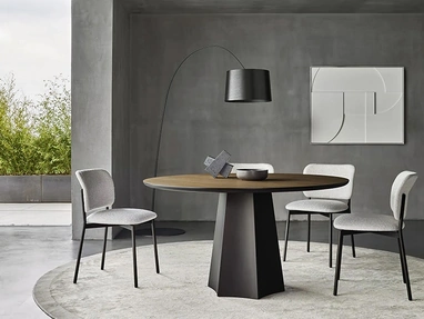 Tavolo rotondo Poliedro in Rovere Termotrattato di Sangiacomo