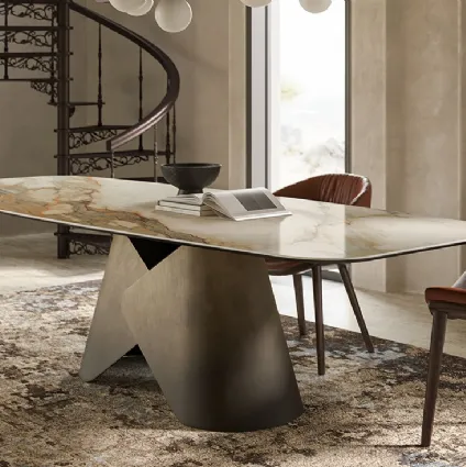 Tavolo in ceramica con base in metallo Scott Keramik di Cattelan Italia