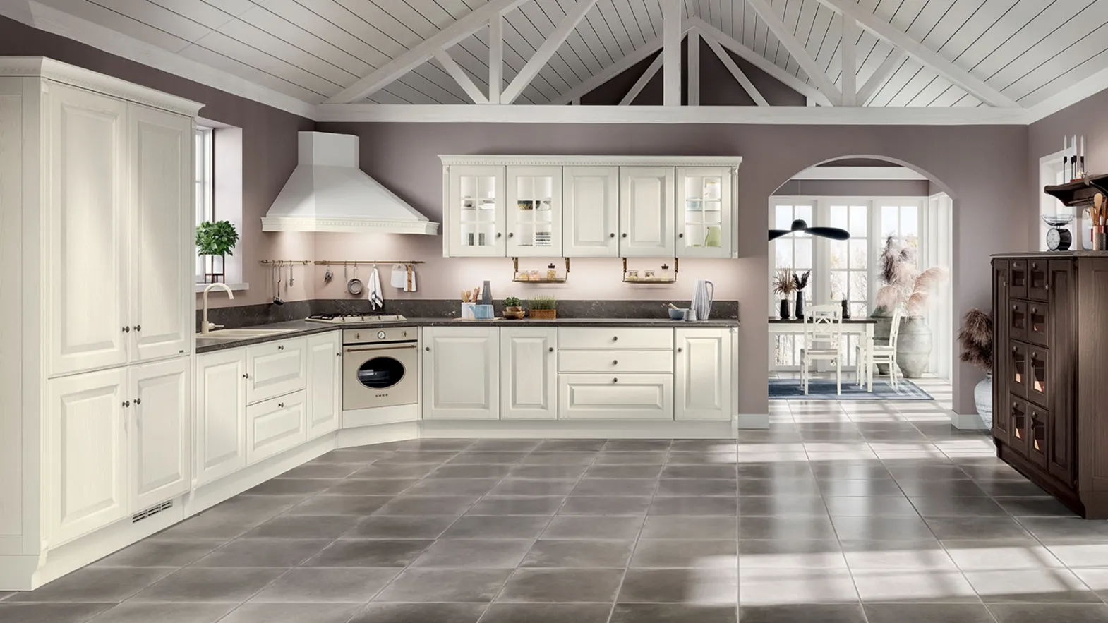 Cucina Classica Baltimora laccato Bianco angolare di Scavolini