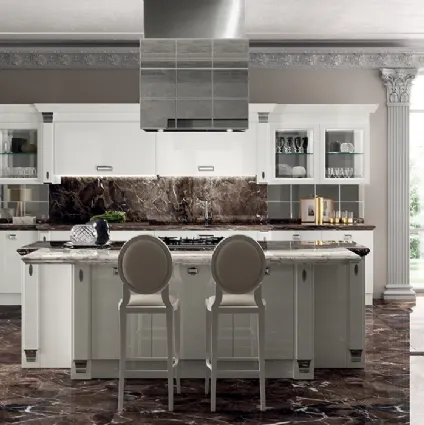 Cucina Classica Exclusiva in Laccato lucido Bianco di Scavolini