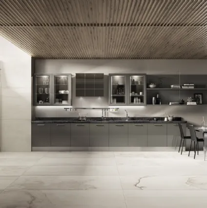 Cucina Classica Exclusiva in Laccato lucido Titanio di Scavolini