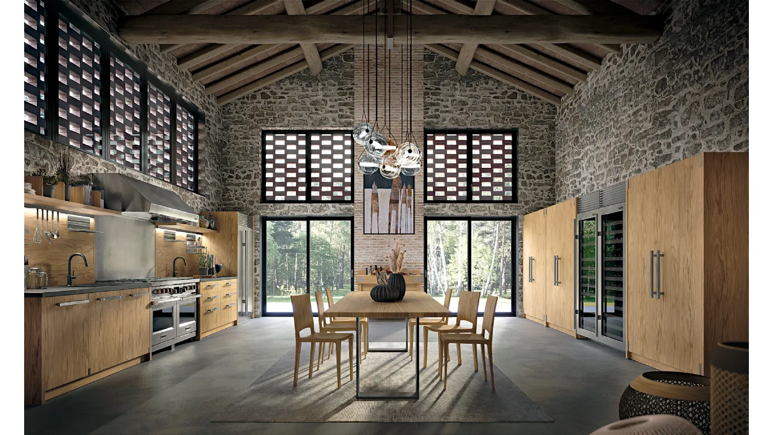 Cucina Design lineare Grangusto in legno di Rovere di Riva1920