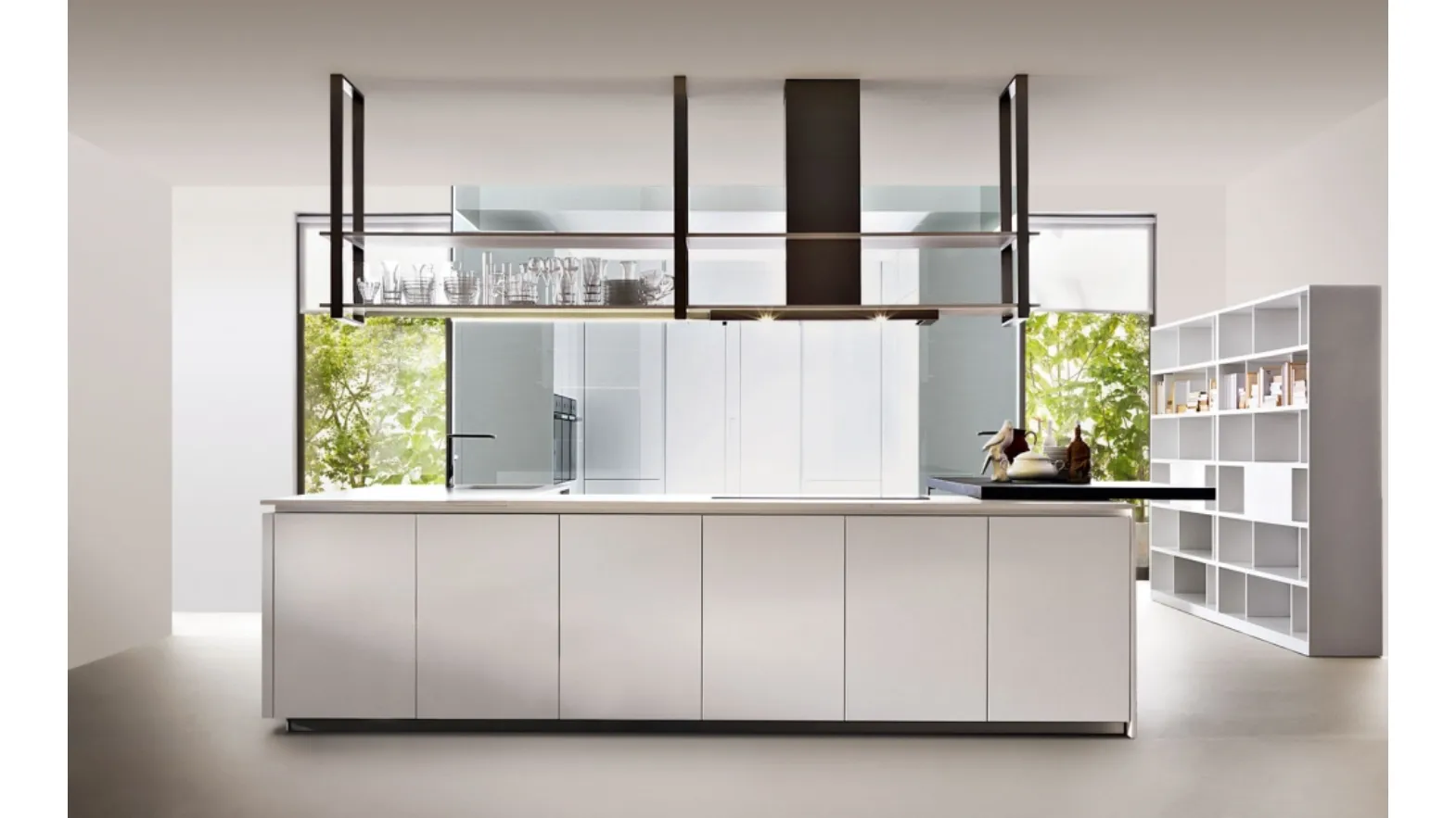 Cucina Design ad angolo in laminato Bianco HiLine 6 di Dada
