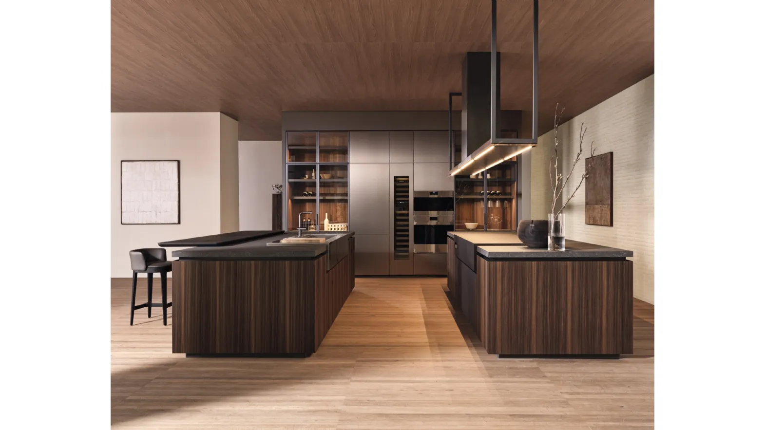 Cucina Design con isola HiLine 6 Frame Door in essenza Eucalipto di Dada
