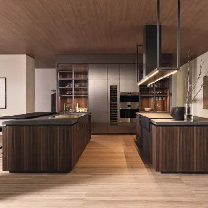 Cucina Design con isola HiLine 6 Frame Door in essenza Eucalipto di Dada