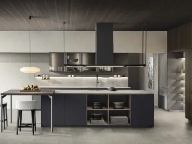 Cucina Design con isola InDada in Fenix Grigio Bromo di Dada