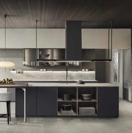 Cucina Design con isola InDada in Fenix Grigio Bromo di Dada