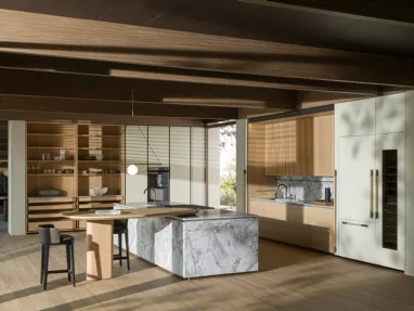 Cucina Design con isola Intersection in Marmo e legno di Dada