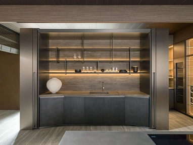 Cucina Design Tivalì 2|0 By Yabu Pushelberg in laccato Antracite di Molteni & C