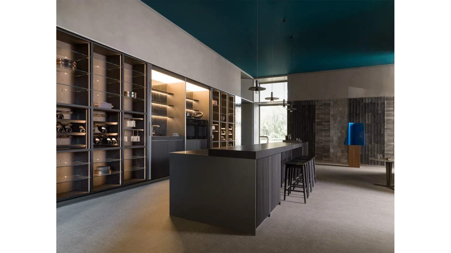 Cucina Design con isola Ratio Frassino Nero di Molteni & C