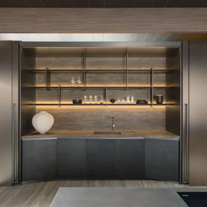 Cucina Design Tivalì 2-0 By Yabu Pushelberg in acciaio con top in marmo di Dada