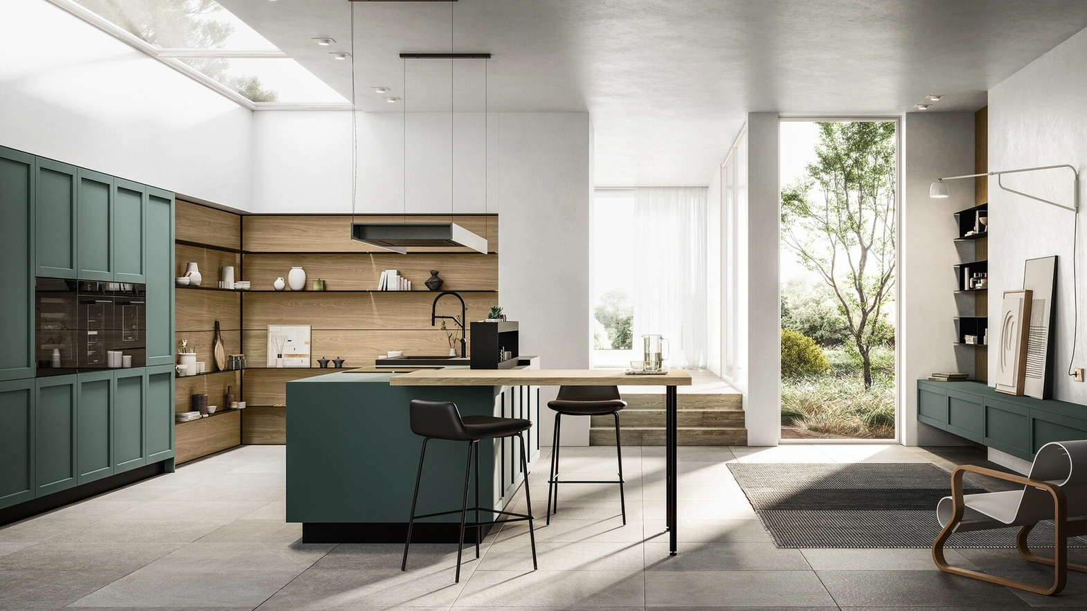Cucina Moderna in Pet e laminato con isola Alma di Arredo3