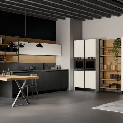 Cucina Moderna angolare in legno laccato Asia 02 di Arredo3