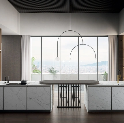 Cucina Moderna con penisola Kronos 01 in laminam di Arredo3