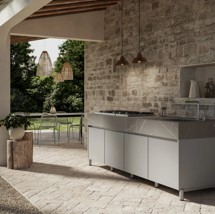 Cucina Moderna in alluminio per esterno Aura 02 di Arredo3
