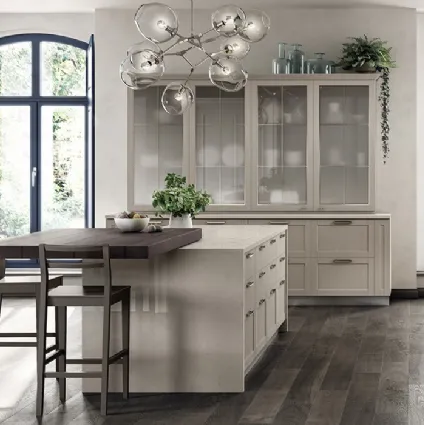 Cucina Moderna Carattere laccato opaco Grigio Ferro e Frassino Cachemere di Scavolini