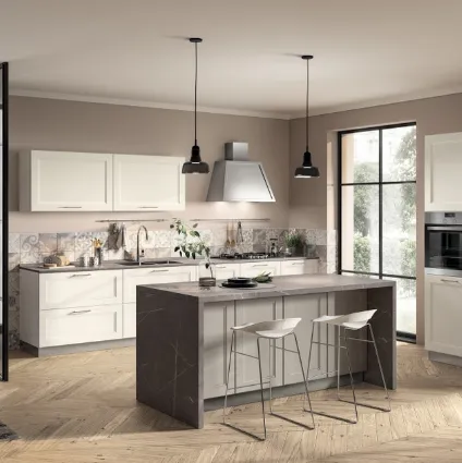 Cucina Moderna Colony in laccato Bianco opaco con top in laminato di Scavolini