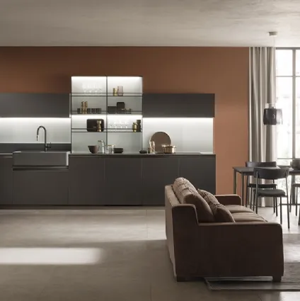 Cucina Moderna DeLinea laccato opaco Grigio Ferro di Scavolini