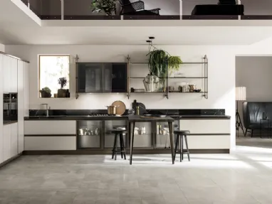 Cucina Moderna Diesel Open Workshop con dettagli in Vetro ed Alluminio di Scavolini