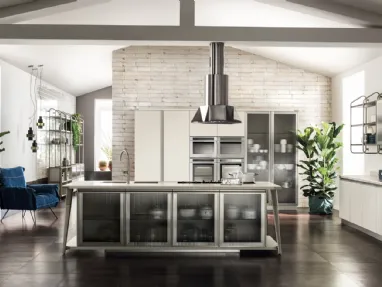 Cucina Moderna Diesel Open Workshop con Top in Quarz Motley opaco di Scavolini