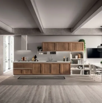 Cucina Moderna lineare Evolution in decorativo Rovere Land di Scavolini