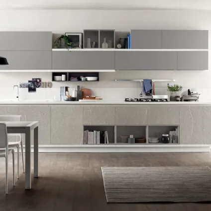 Cucina Moderna Foodshelf laccato opaco Grigio Vulcano di Scavolini