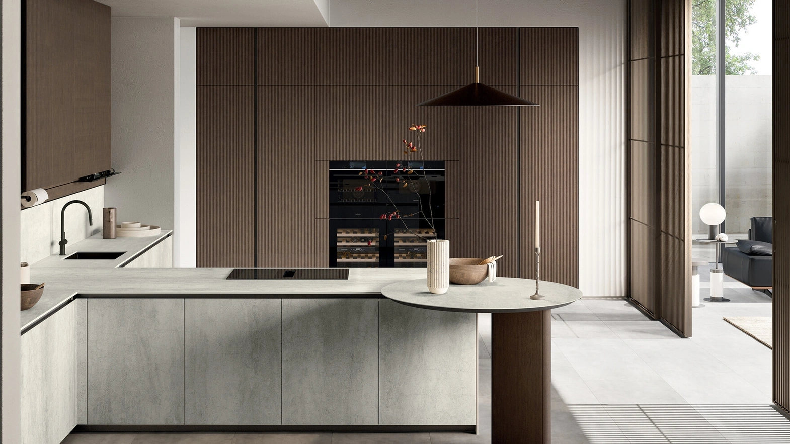 Cucina Moderna in gres con penisola Glass di Arredo3