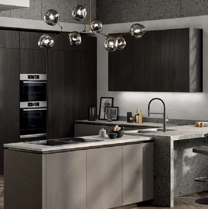 Cucina Moderna Liberamente Biomalta Argilla Agra e Rovere Carbone di Scavolini