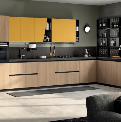 Cucina Moderna Liberamente Rovere Grano e Giallo Senape di Scavolini