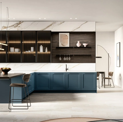 Cucina Moderna in laccato e laminato con penisola Meg di Arredo3