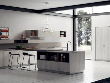 Cucina Moderna Mood con top in Laminato e Gres di Scavolini