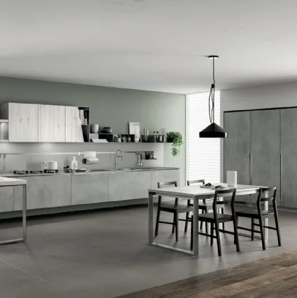 Cucina Moderna Mood in Concrete Brooklyn e Rovere Actual di Scavolini
